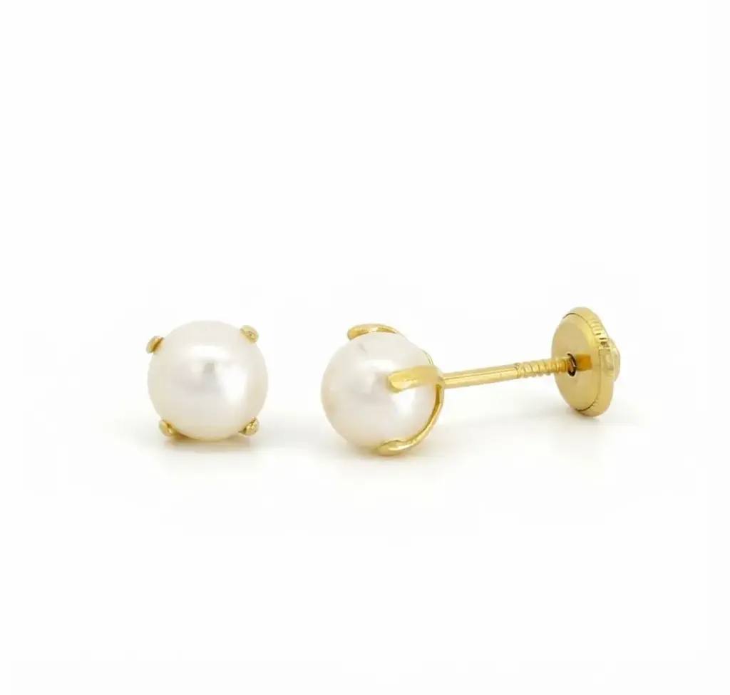 3MM SHELL PEARL STUD EARRINGS.SCREW BACK.