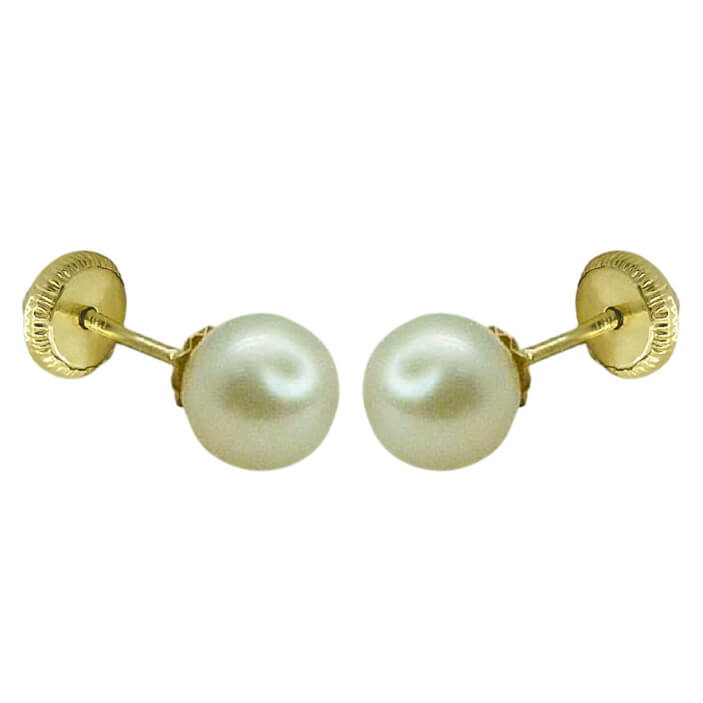 6/7MM ROUND FRESHWATER STUD EARRINGS.SCREW BACK.