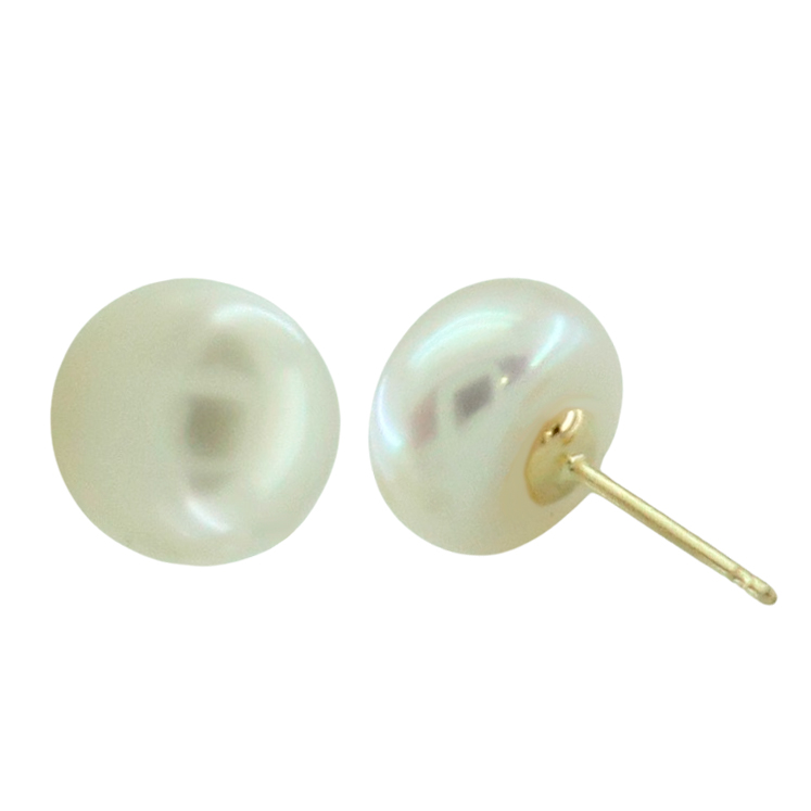 PENDIENTES PERLA BOTON 9/10 MM.PRESION. Perla Cultivada
