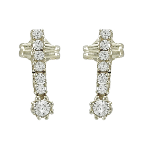 18MM WHITE GOLD WEDDING EARRINGS .