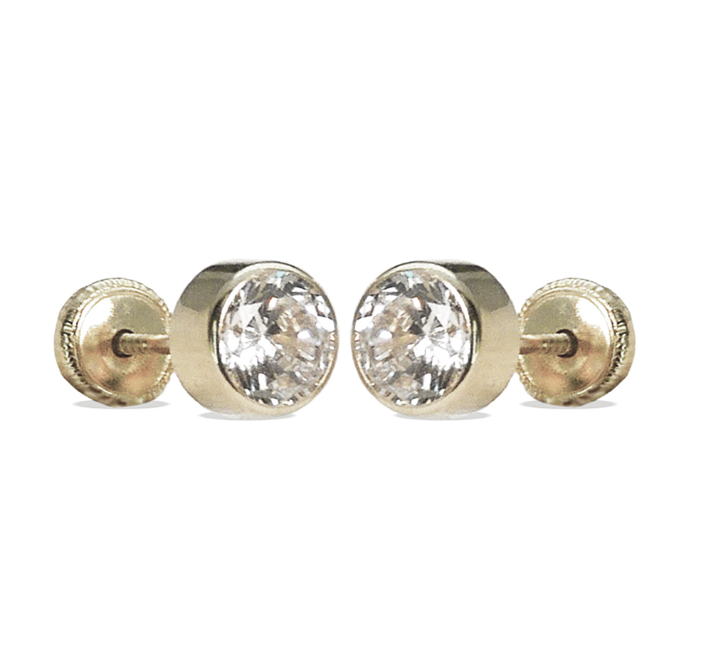 PENDIENTES REDONDOS 4MM CIRCONITA.ORO BLANCO