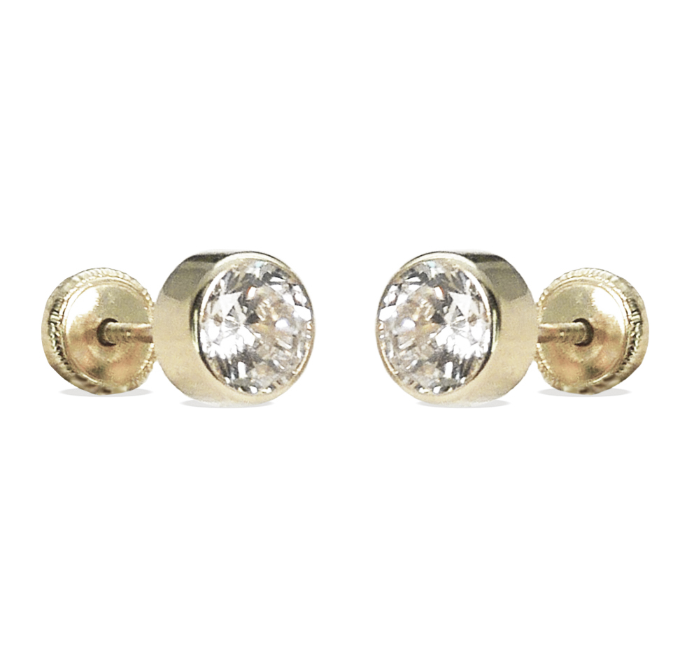 PENDIENTES REDONDOS 5MM TORNILLO ORO BLANCO 