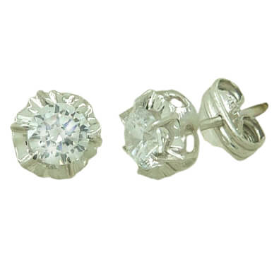 PENDIENTES SOLISTA PEQUEÑA.6MM.PRESION.ORO BLANCO.