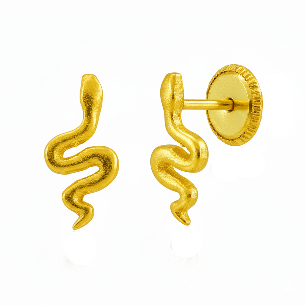 9MM SNAKE EARRINGS.SCREW BACK.