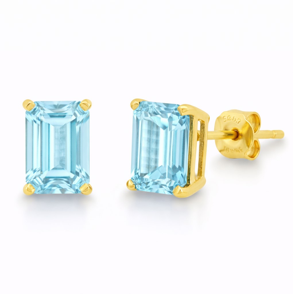 7x5MM.SKY BLUE STUD EARRINGS.