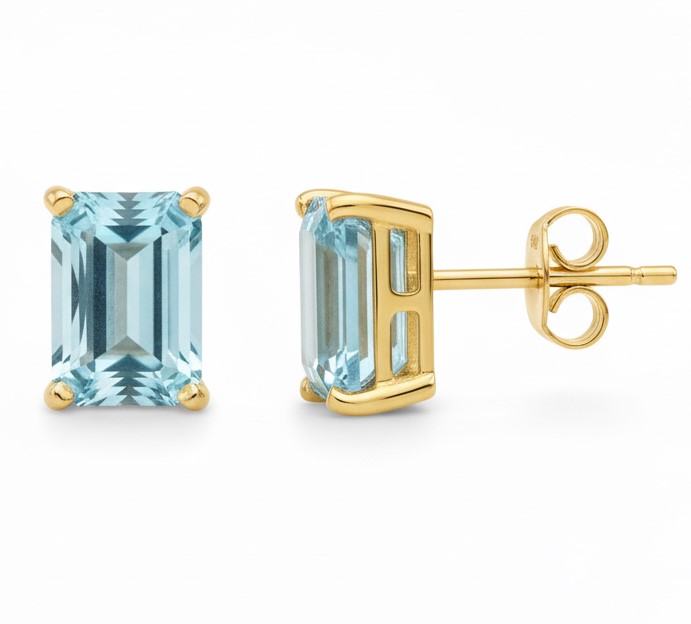 7x5MM.SKY BLUE STUD EARRINGS.