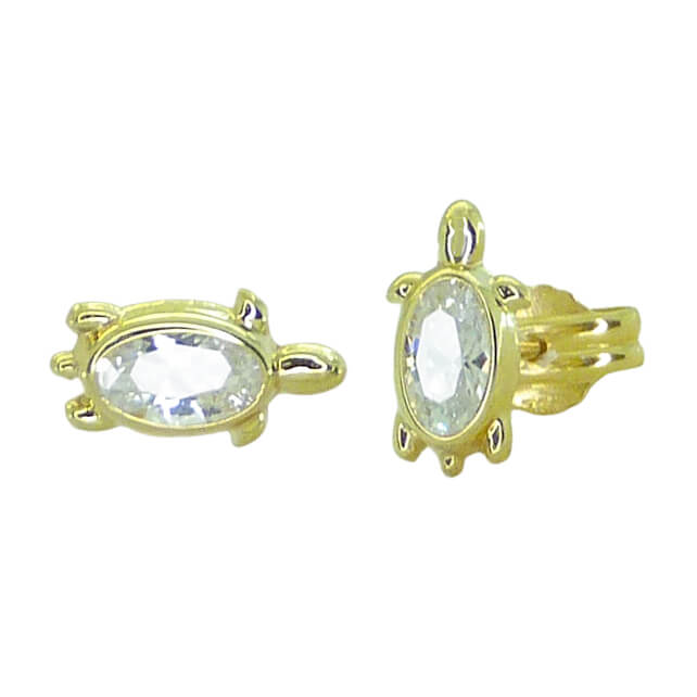PENDIENTES TORTUGA CON CIRCONITA.9MM.PRESION