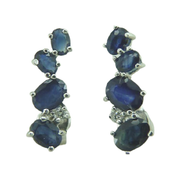 4x3MM SAPPHIRE AND DIAMONDS EARRINGS.0.03 CT TW  H-SI