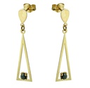 30MM TRIANGLE DANGLING EARRINGS WITH BLACK CZ.