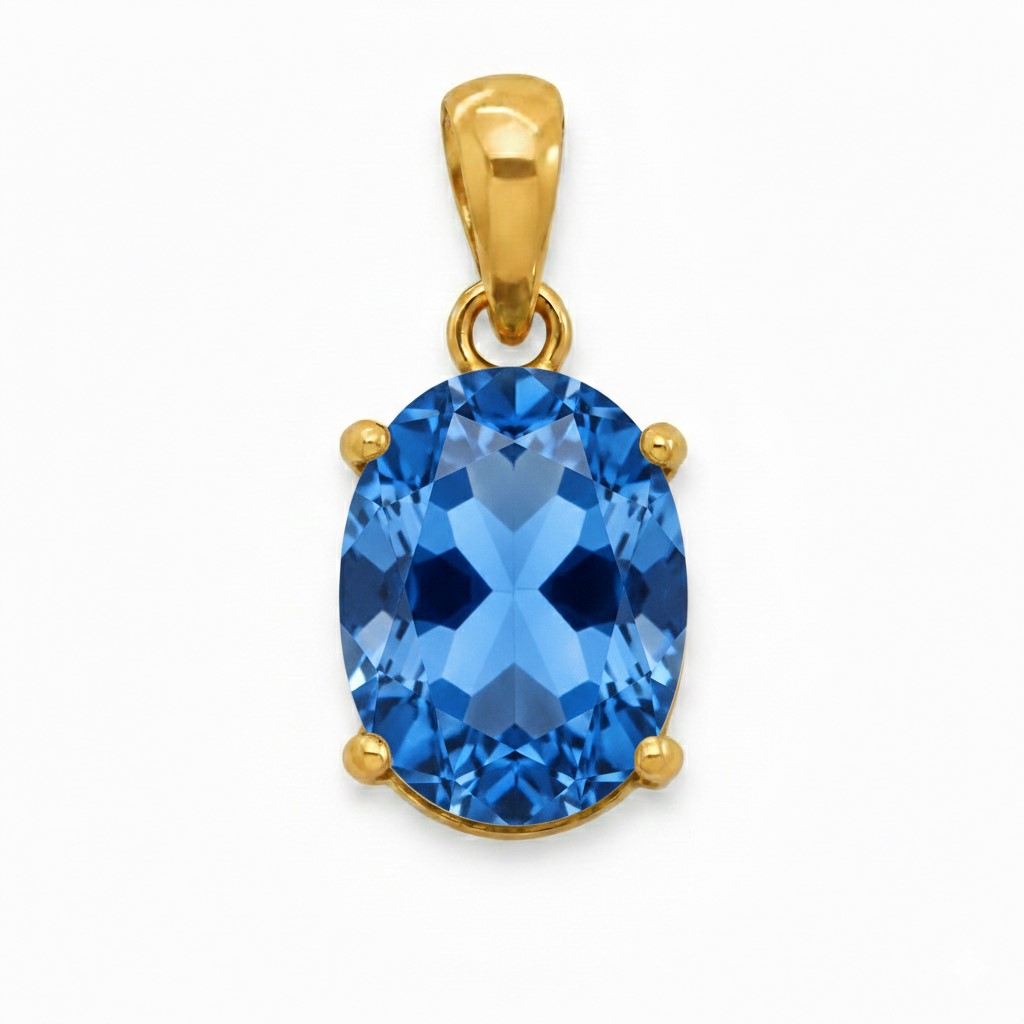10x8MM AQUAMARINE COLOR CZ PENDANT.