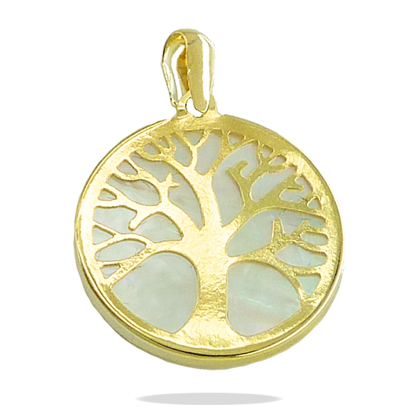 16MM MOTHER OF PEARL TREE OF LIFE PENDANT.