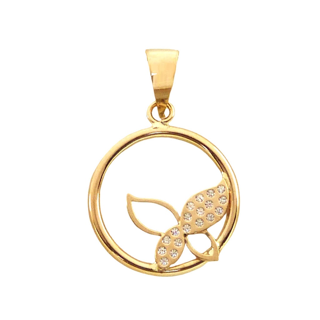 13MM ROUND PENDANT WITH FLOWER.