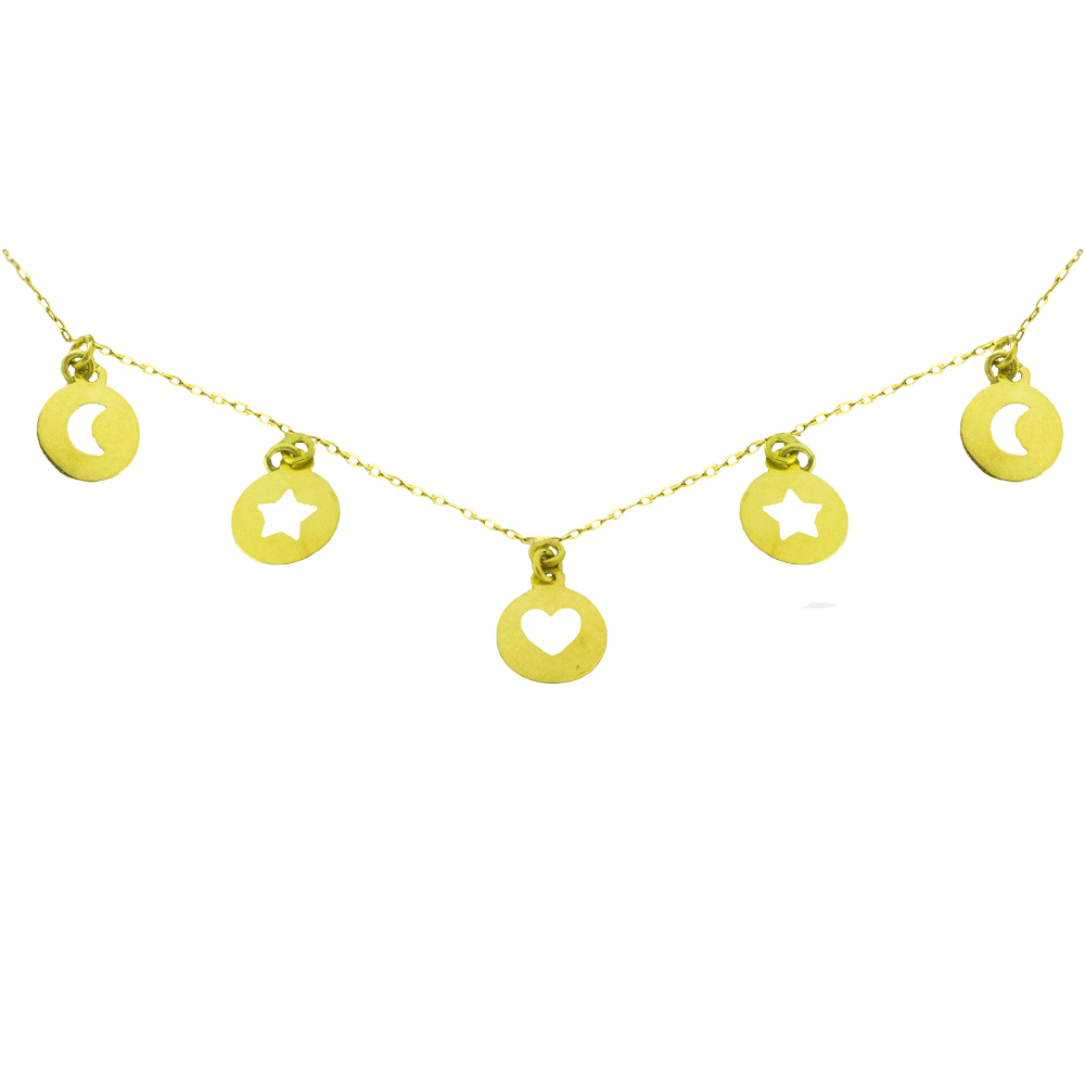 6MM ASSORTED CHARMS NECKLACE.45CM CHAIN.