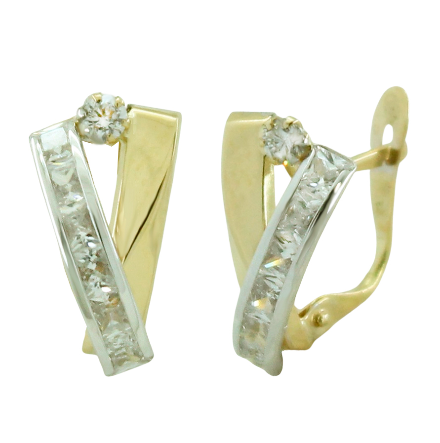 TWO ONE LEVERBACK EARRINGS WITH CZ.