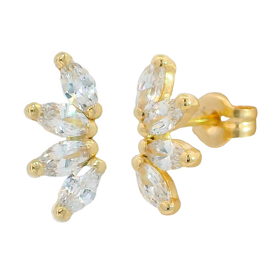 EAR CLIMBERS EARRINGS WITH 4x2MM CZ.11x5MM.