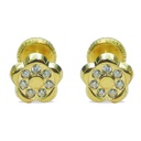 6'5MM FLOWER STUD EARRINGS WITH CZ.SCREW BACK.