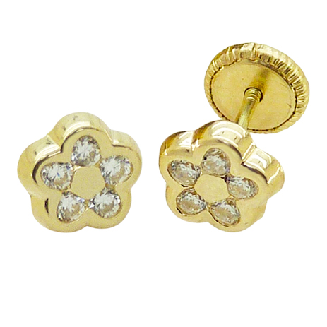 6MM FLOWER KIDS EARRINGS.SCREW BACK