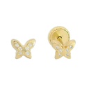 BUTTERFLY STUD EARRINGS WITH CZ..SCREWBACK.