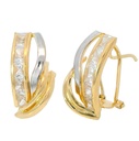 16x8MM TWO TONE GOLD OMEGA BACK EARRINGS.