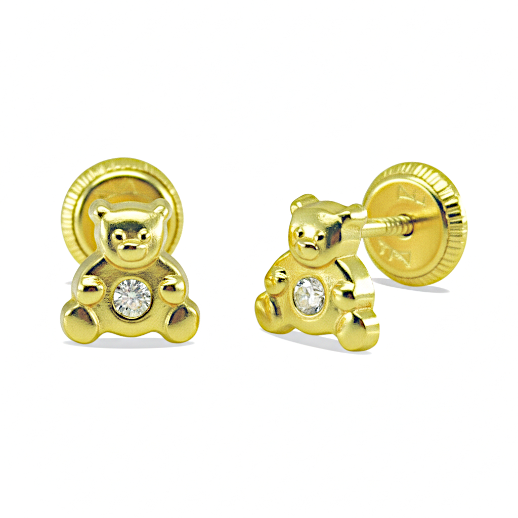 6MM TEDDY BEAR EARRINGS.SCREW BACK.
