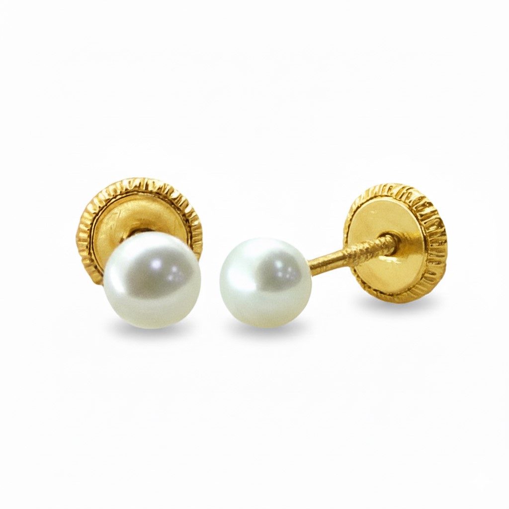 3/3'5MM ROUND PEARL EARRINGS.SCREW BACK.