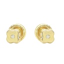 4MM QUATREFOIL STUD EARRINGS.1.10MM DIAMONDS.