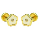 PENDIENTES FLOR DE NÁCAR 6'5MM.ROSCA.