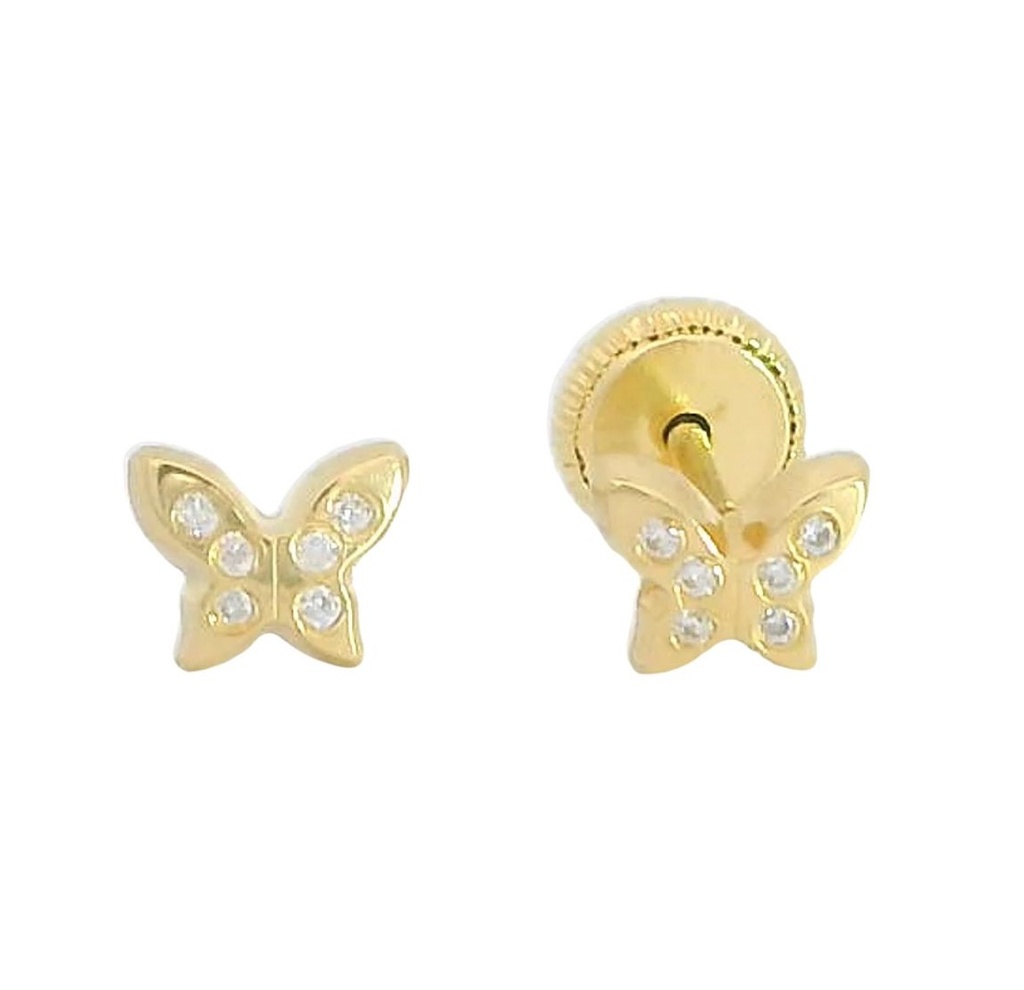 PENDIENTES MARIPOSA CON CIRCONITAS .TORNILLO.