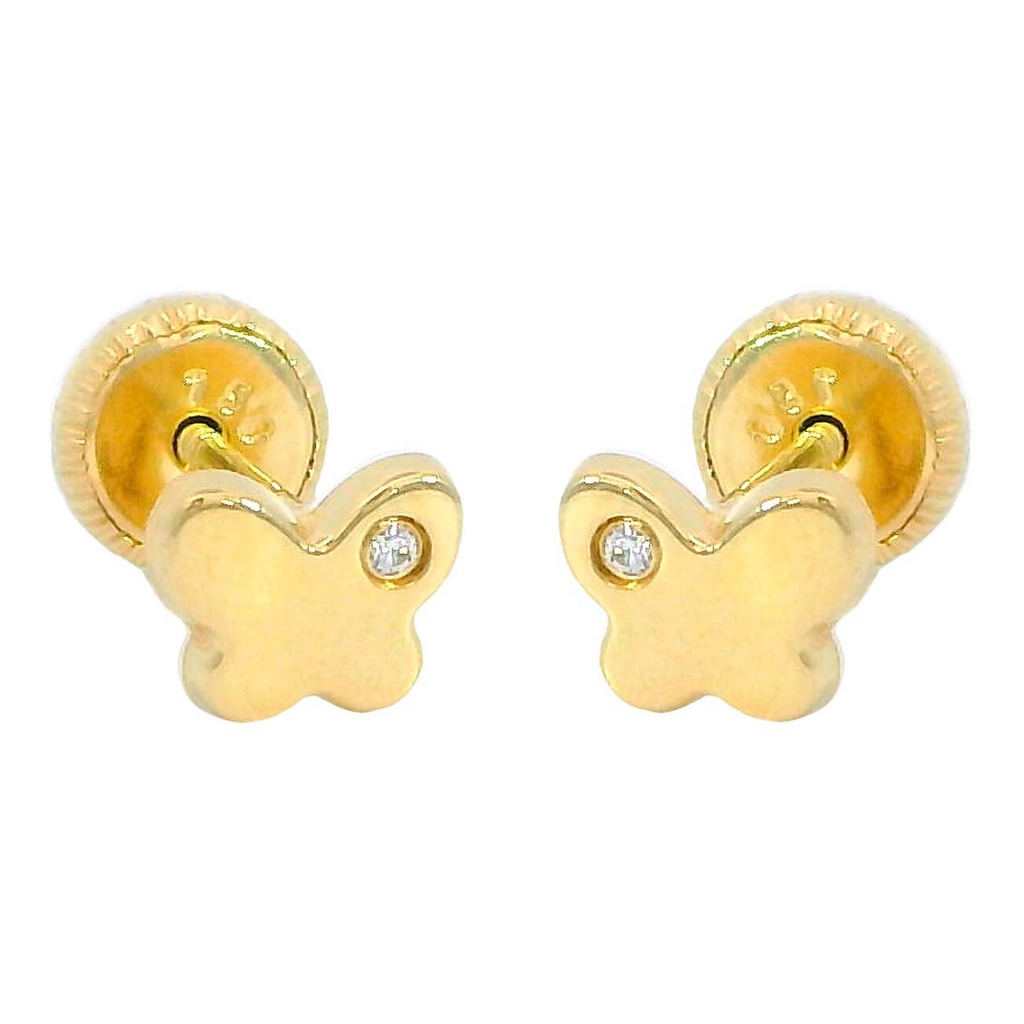 6MM BUTTERFLY STUD EARRINGS.SCREW BACK.
