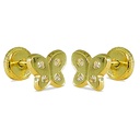 6x5MM BUTTERFLY STUD EARRINGS WITH CZ.SCREW BACK.