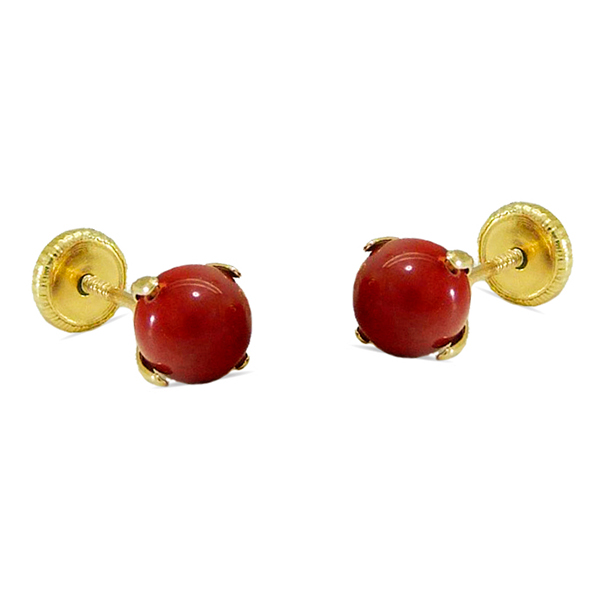 3MM CORAL COLOR BALLS EARRINGS.SCREW BACK.