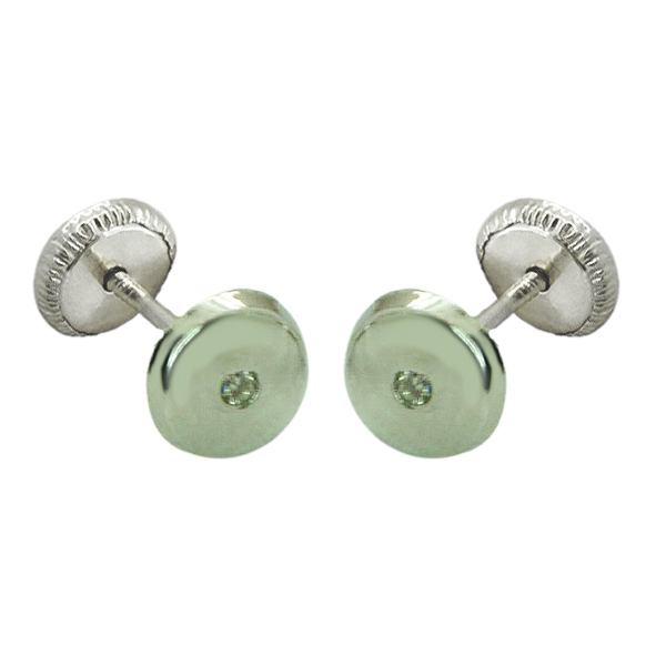 ROUND WHITE GOLD STUD EARRINGS WITH 1.3MM DIAMONDS.