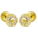 5'5MM ROUND STUD EARRINGS WITH CZ.SCREW BACK.