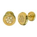 7MM ROUND STUD EARRINGS WITH CZ.SCREW BACK.