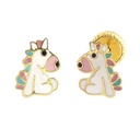 8MM ENAMEL UNICORN EARRINGS.SCREW BACK.