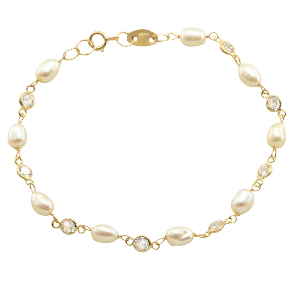 PULSERA COMUNION PERLAS Y  CINCONITAS Perla Cultivada