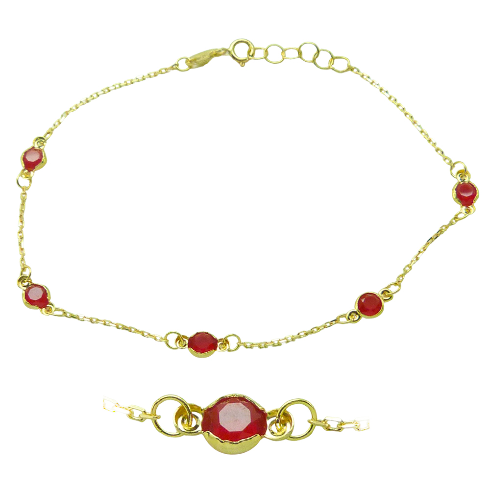 5MM RED QUARTZ BEZELS BRACELET.