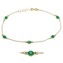 PULSERA 5 BOCELES DE 4MM CUARZO COLOR ESMERALDA.19CM.
