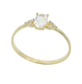 OVAL CZ  GOLD RING