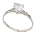 HEART SHAPE CZ SOLITAIRE RING.WHITE GOLD.