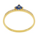 RING WITH 1'5MM ROUND SHAPPIRE AND 1MM 10 DIAMONDS H-SI 0.07 CT TW.