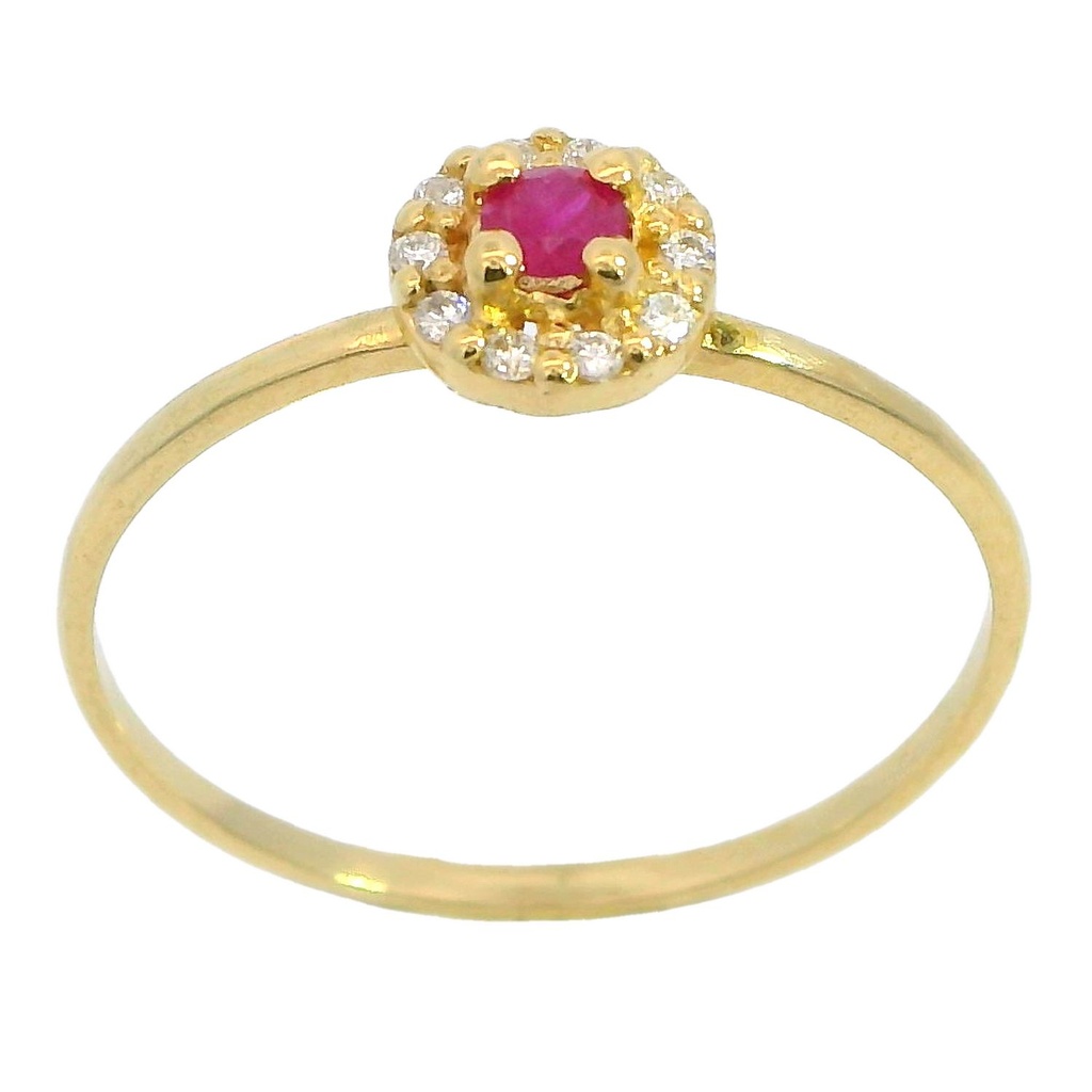 SORTIJA CUAJO RUBI 2.5MM 10 BRILLANTES 1MM H-SI 0.07 CT TW