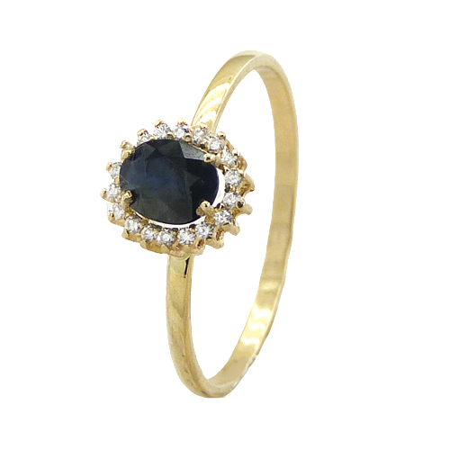 5x4 OVAL SAPPHIRE AND DIAMOND RING. H-SI 0.06 CT TW 