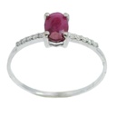 6x4MM OVAL RUBI AND DIAMOND RING. H-SI 0.07 CT TW