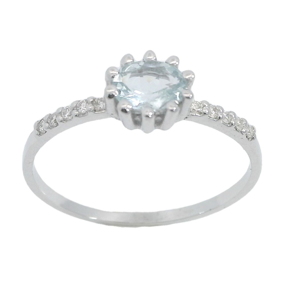 SORTIJA AGUAMARINA OVAL 5x4MM 10 BRILLANTES 1MM H-SI 0.07 CT TW