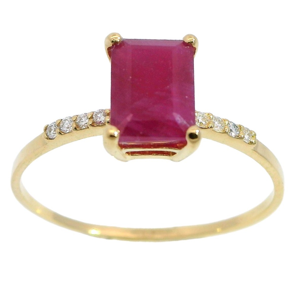 7x5MM(0.98 CT) RUBI AND DIAMOND RING.H-SI 0.06 CT TW 