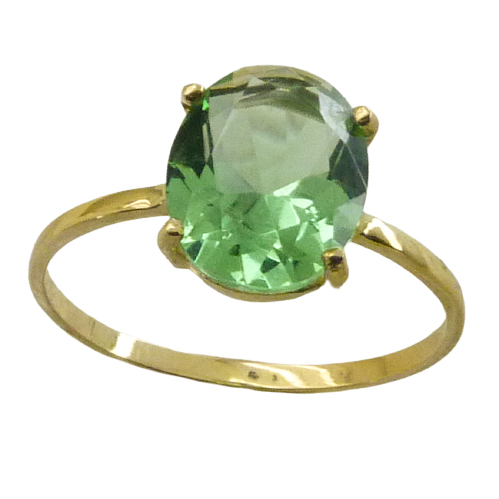 [5046/SP] 10x8MM PERIDOT COLOR CZ RING.