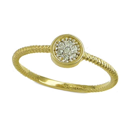 [4487] TWO TONE ROUND CZ RING.