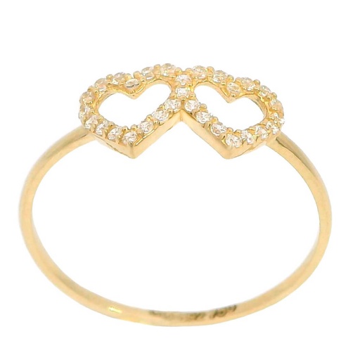 [5868] TWO HEARTS WITH CZ RING.