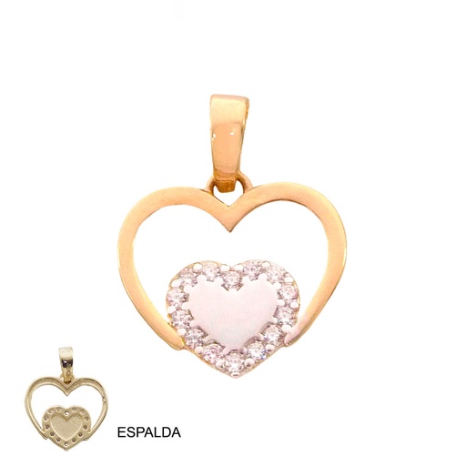 [5533] COLGANTE CORAZON PIEDRAS FUNDIDO